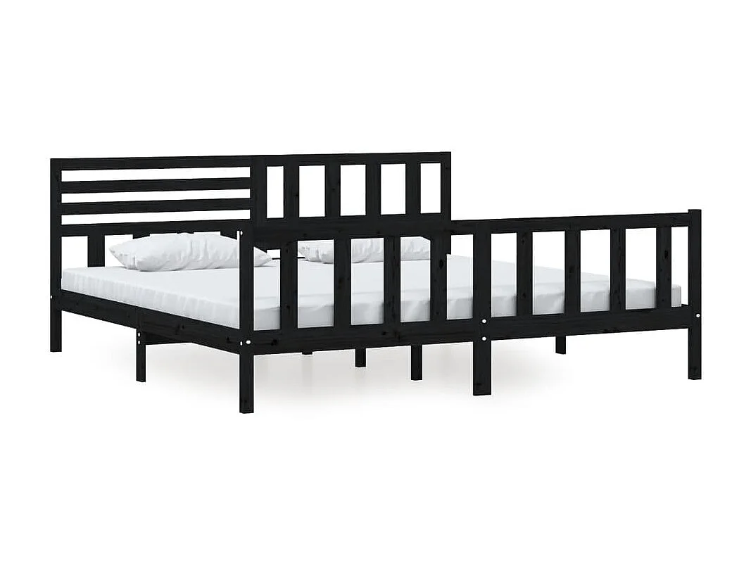Lit-200x200 cm Noir Bois massif EGGB54362