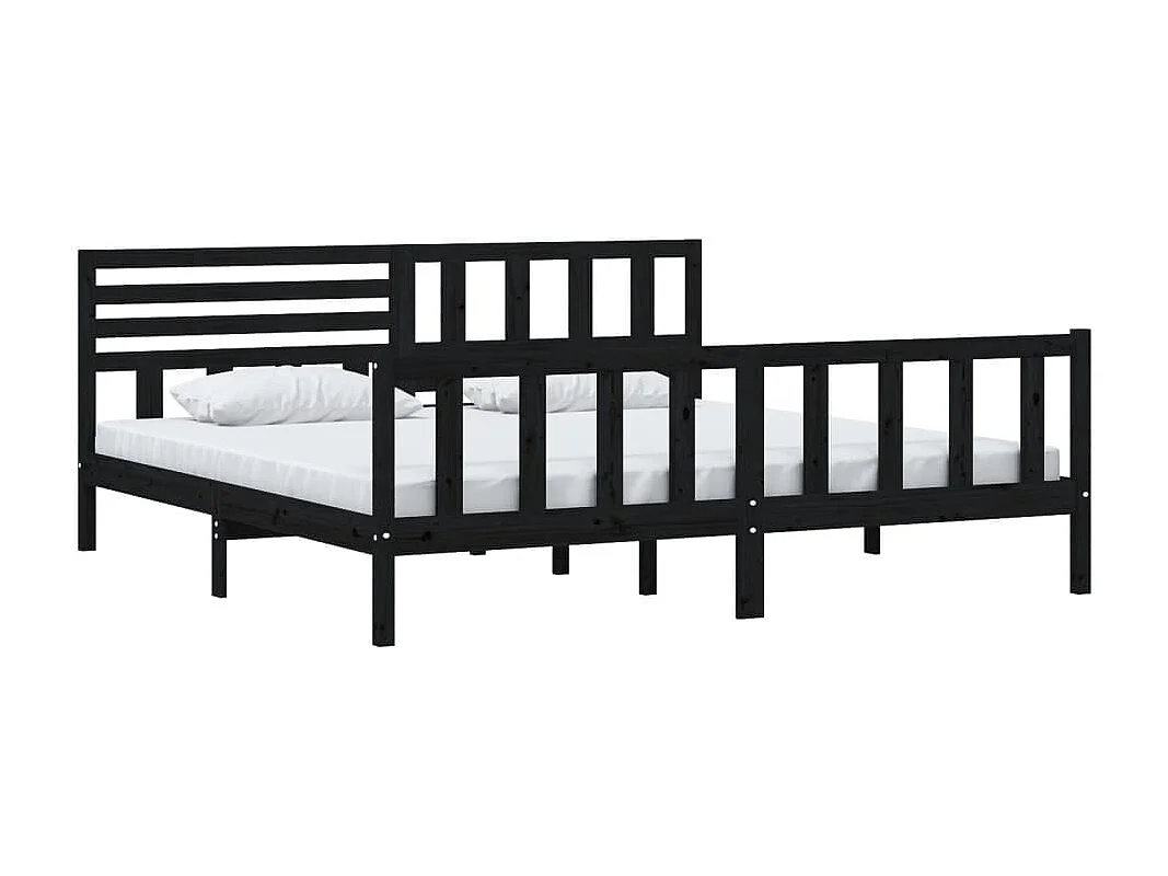 Lit-200x200 cm Noir Bois massif EGGB54362