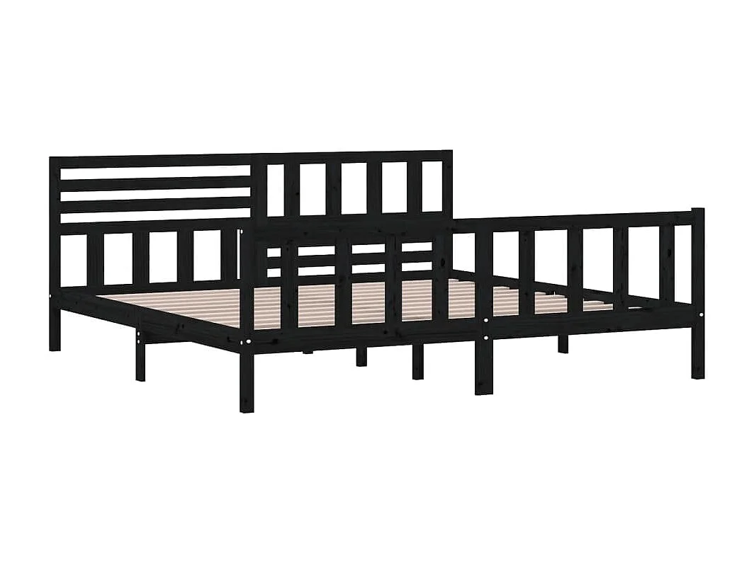 Lit-200x200 cm Noir Bois massif EGGB54362