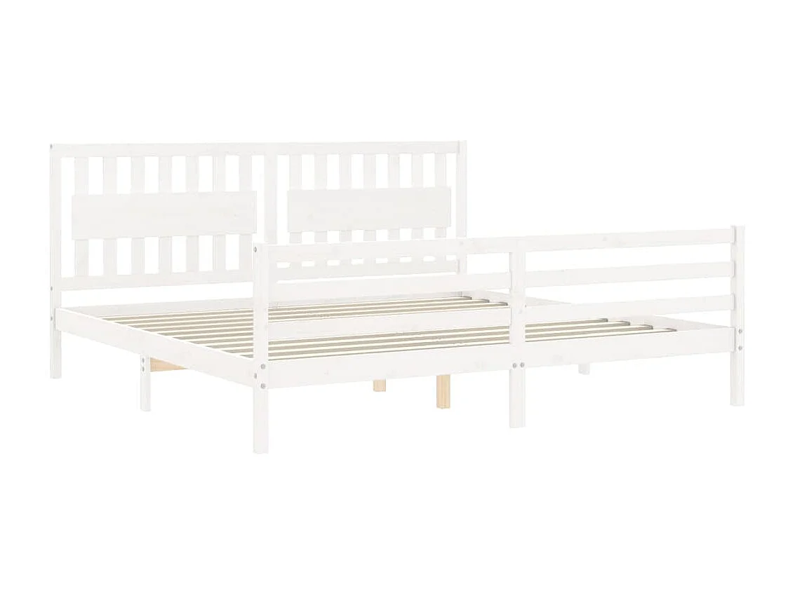 Lit-200x200 cm avec tête de lit blanc bois massif EGGB91661