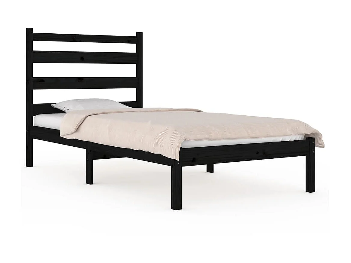 Cama 100x200 cm pinho maciço preto PT267756