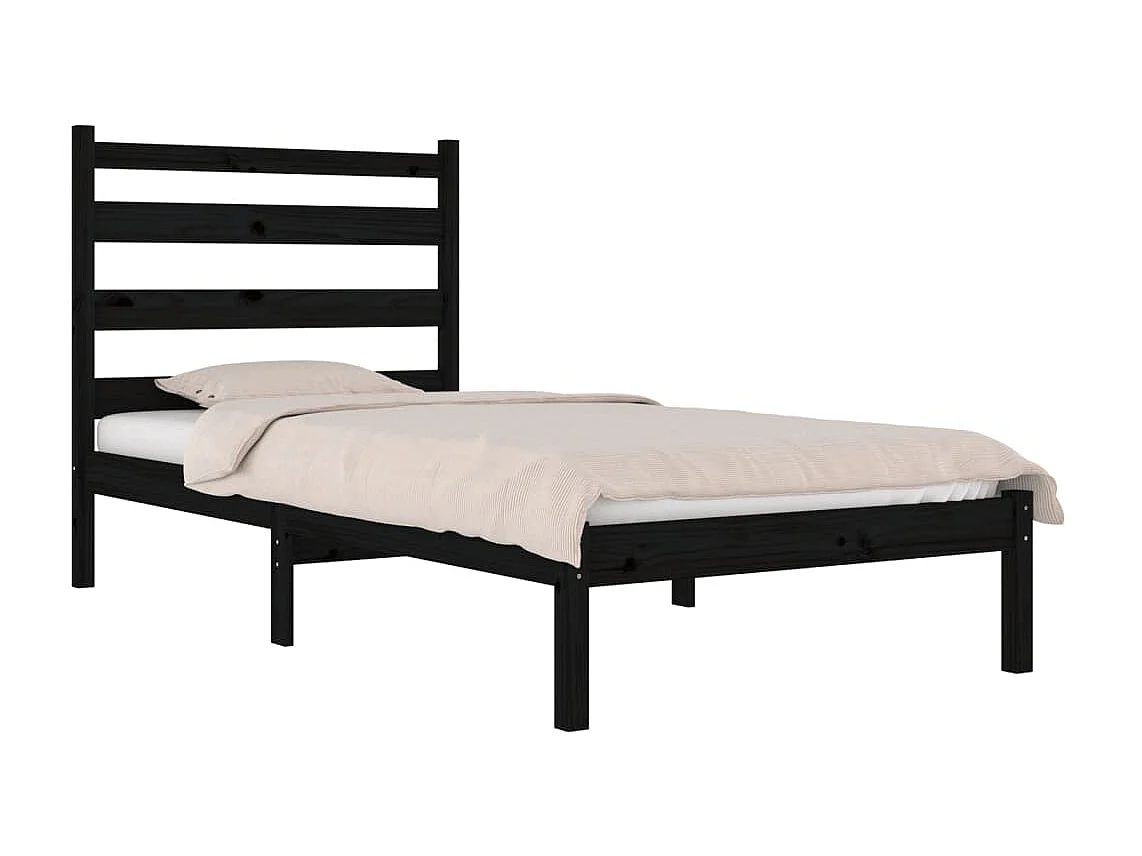 Cama 100x200 cm pinho maciço preto PT267756