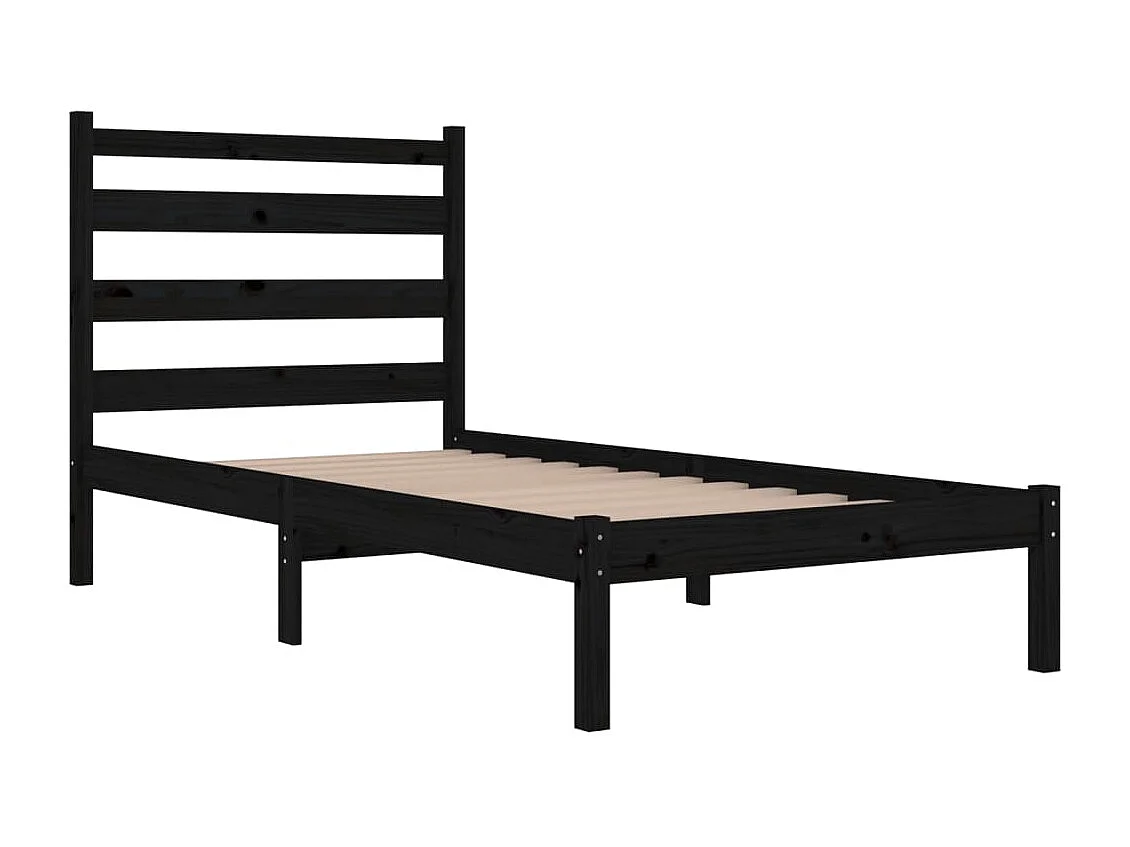 Cama 100x200 cm pinho maciço preto PT267756