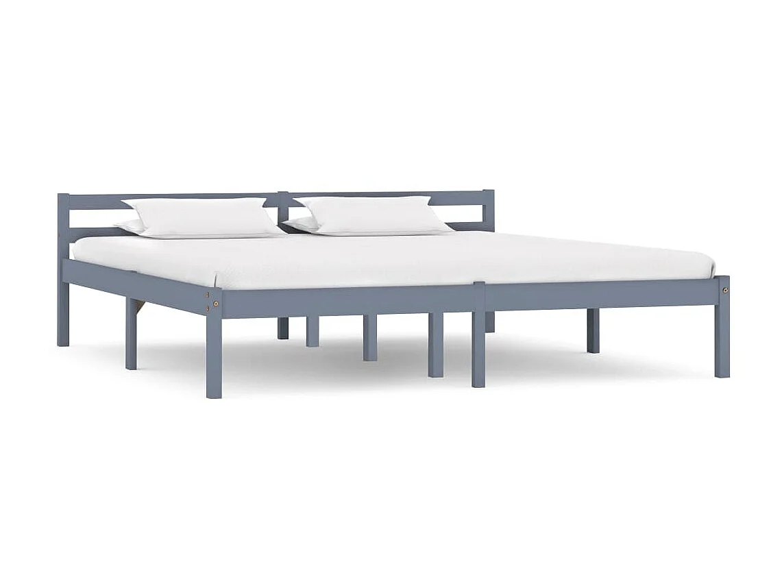Cama 160x200 cm madeira pinho maciço cinzento PT155977