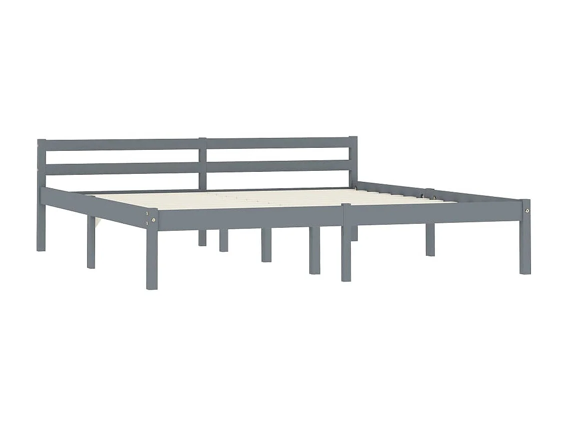 Cama 160x200 cm madeira pinho maciço cinzento PT155977