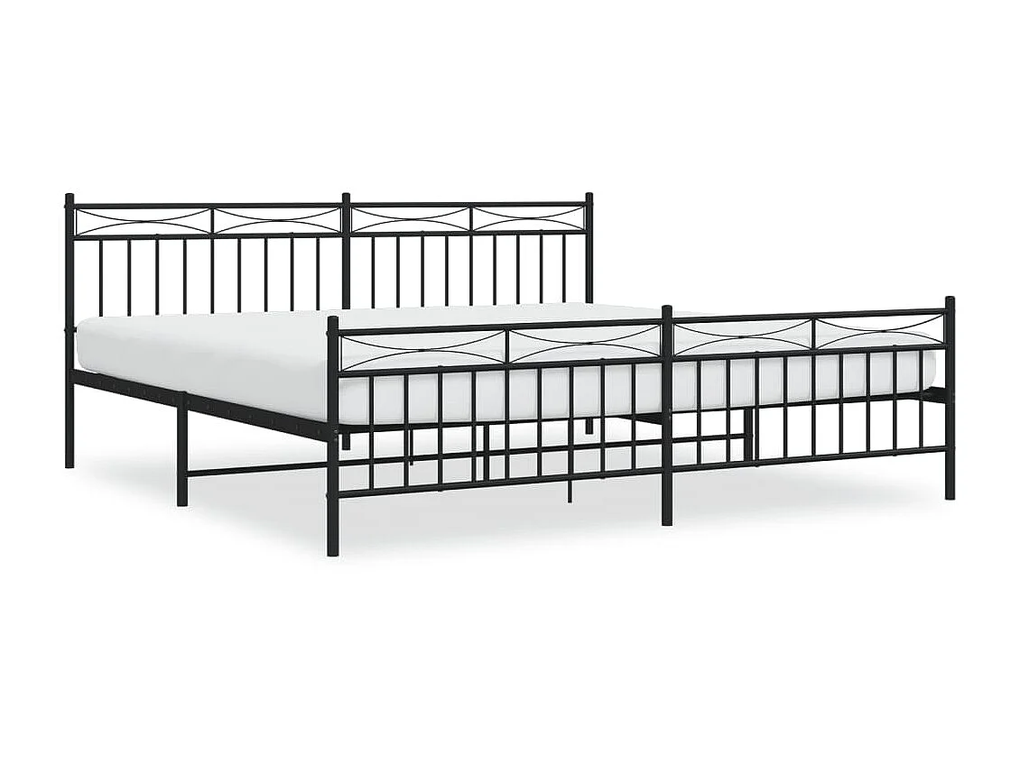 Lit-193x203 cm métal avec tête de lit/pied de lit noir EGGB20233