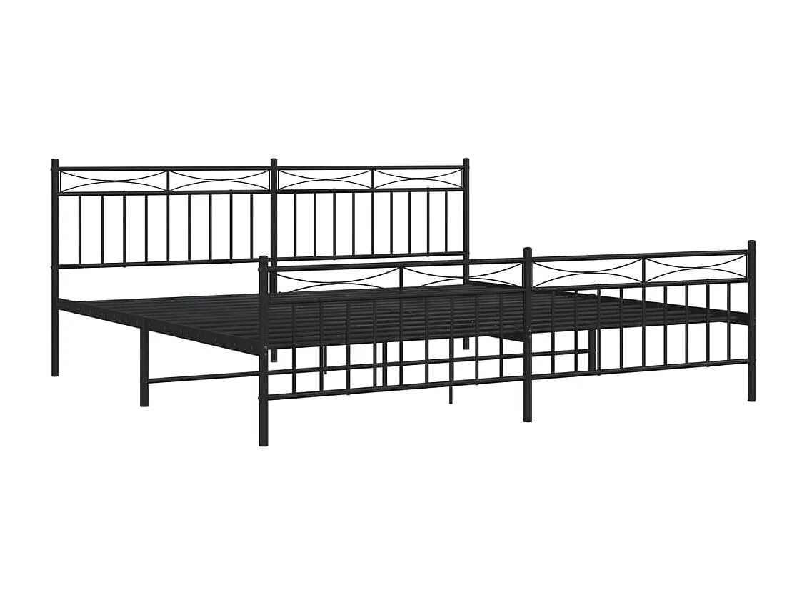 Lit-193x203 cm métal avec tête de lit/pied de lit noir EGGB20233