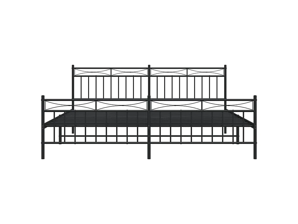 Lit-193x203 cm métal avec tête de lit/pied de lit noir EGGB20233
