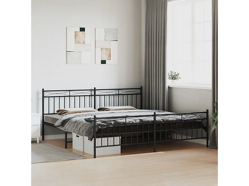 Cama 190x200 cm cabecero y estribo metal negro ES25311