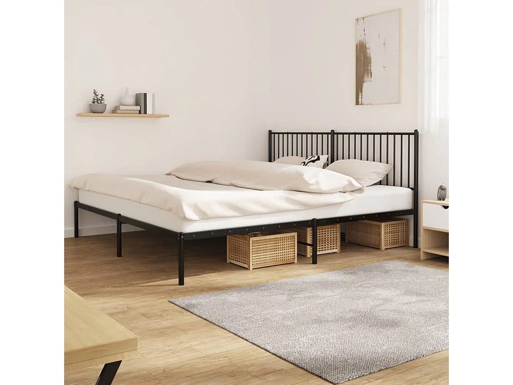 Cama 190x200 cm con cabecero metal negro ES35294