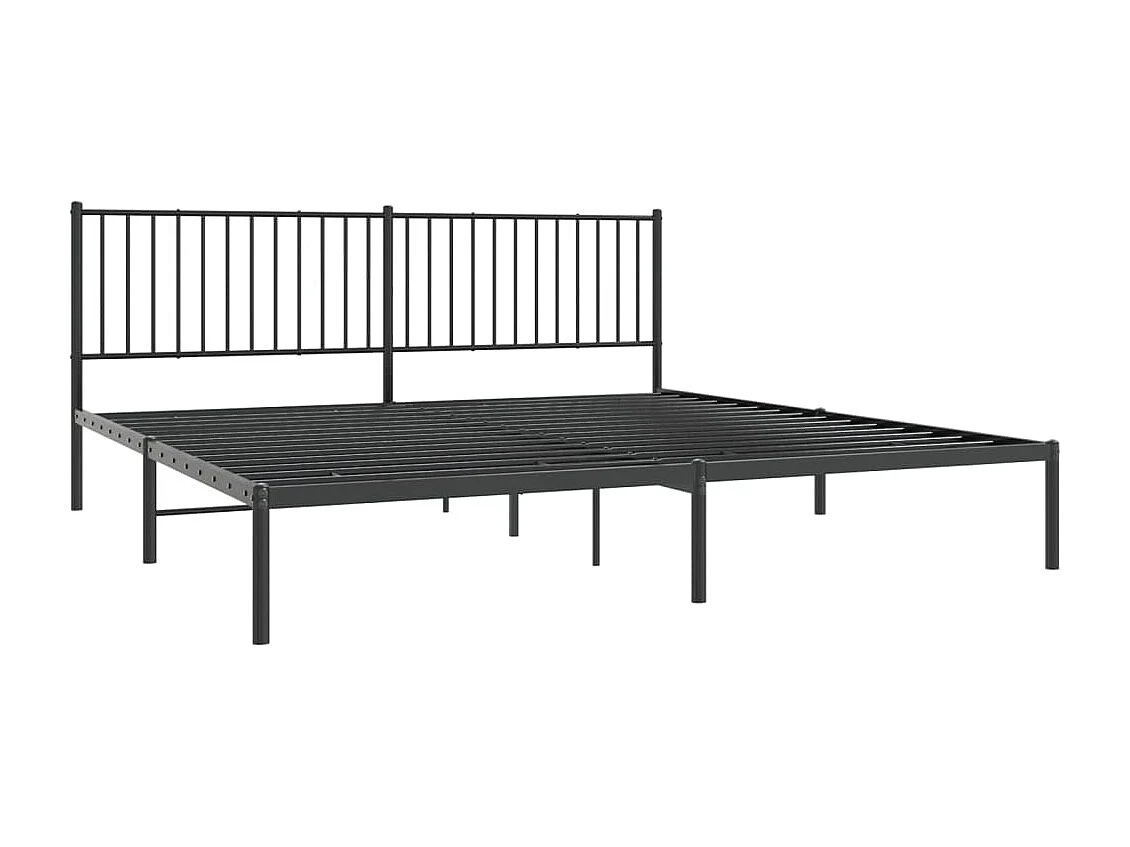 Lit-193x203 cm métal avec tête de lit noir EGGB80698
