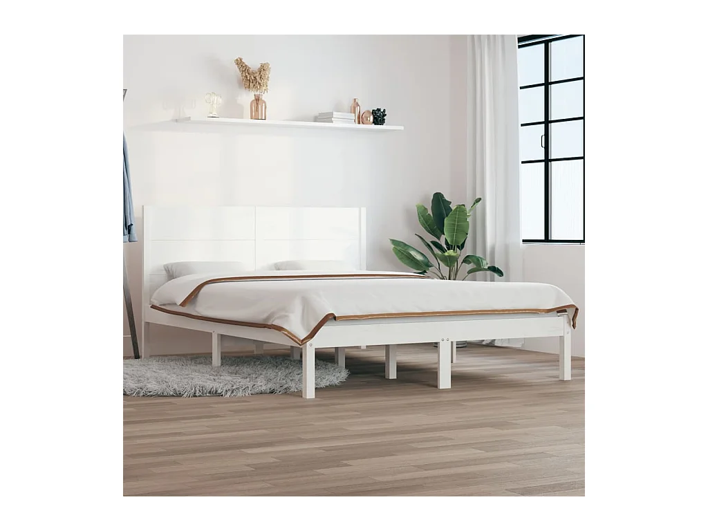Cama 140x190 cm de madera maciza de pino blanco ES30563