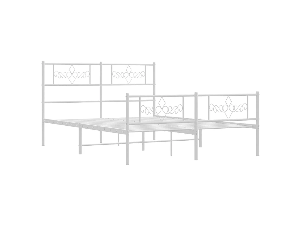 Cama com cabeceira e pés 140x190 cm metal branco PT632473