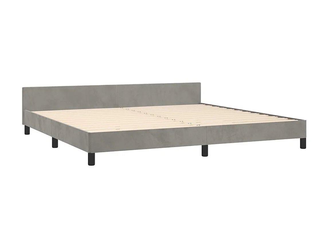 Cama c/ cabeceira 200x200 cm veludo cinzento-claro PT420182