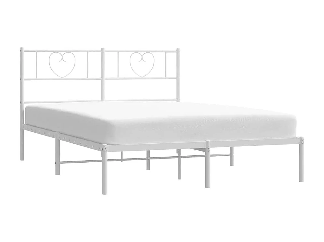Lit-120x200 cm métal avec tête de lit blanc EGGB58280