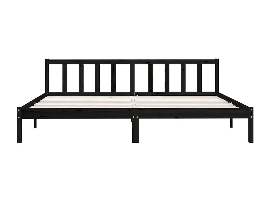 Lit-200x200 cm Noir Bois de pin massif EGGB98375