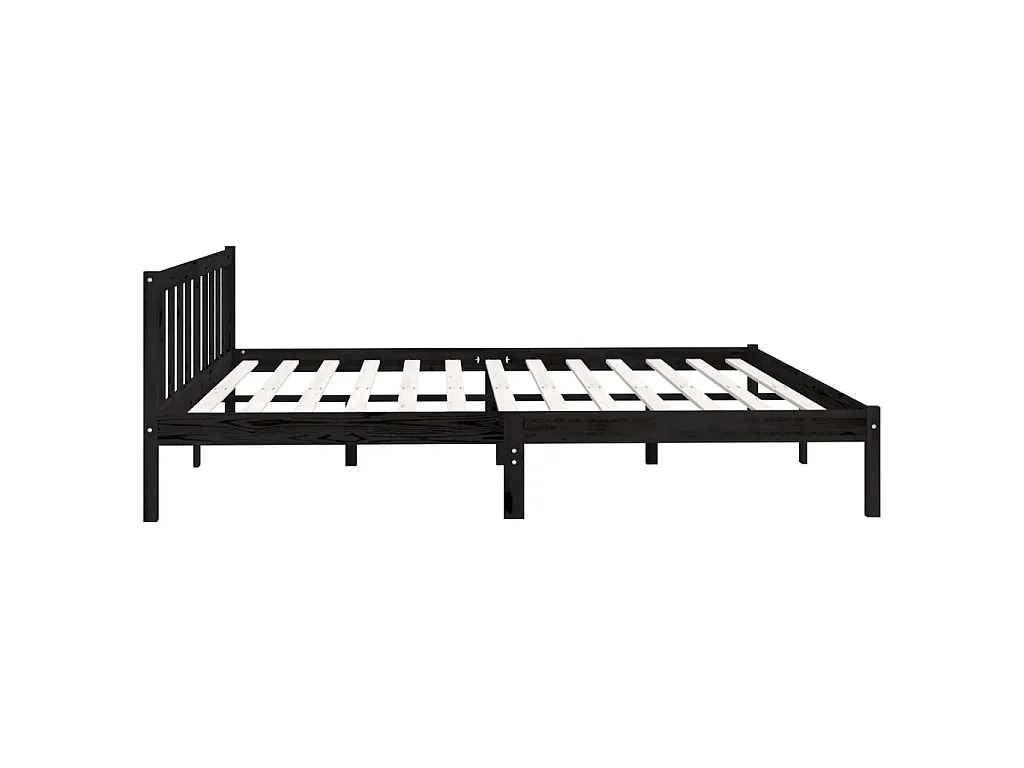Lit-200x200 cm Noir Bois de pin massif EGGB98375