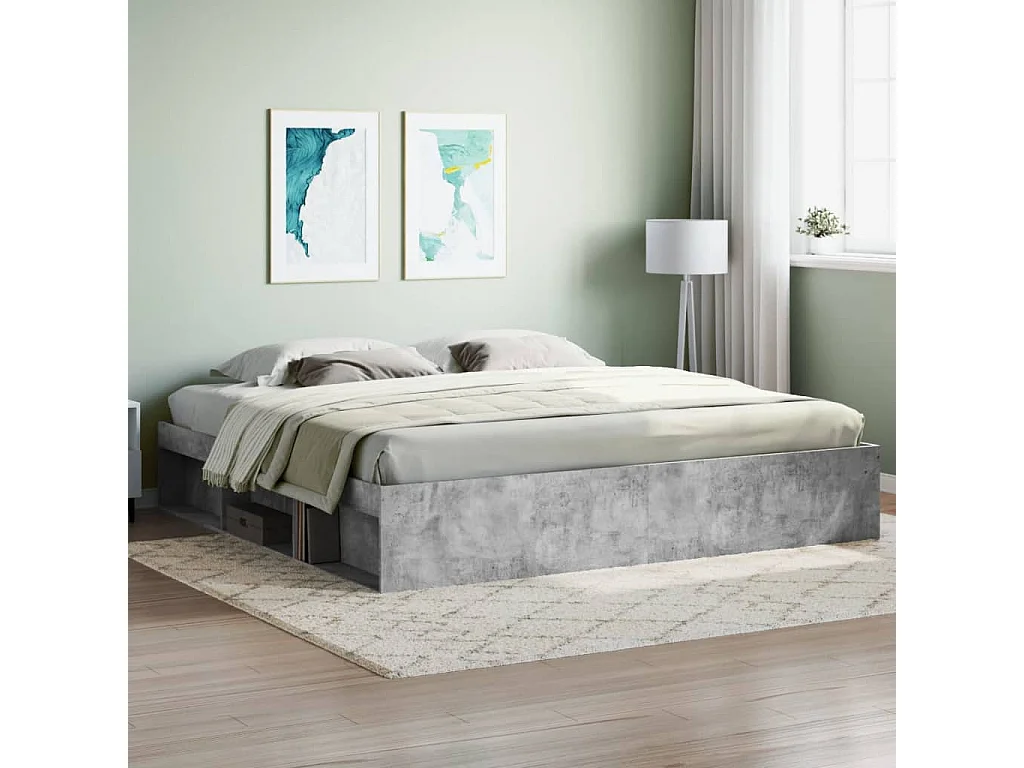 Lit-200x200 cm gris béton EGGB93412