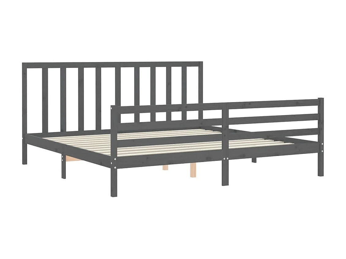 Bedframe met hoofdbord massief hout grijs 200x200 cm NL27789