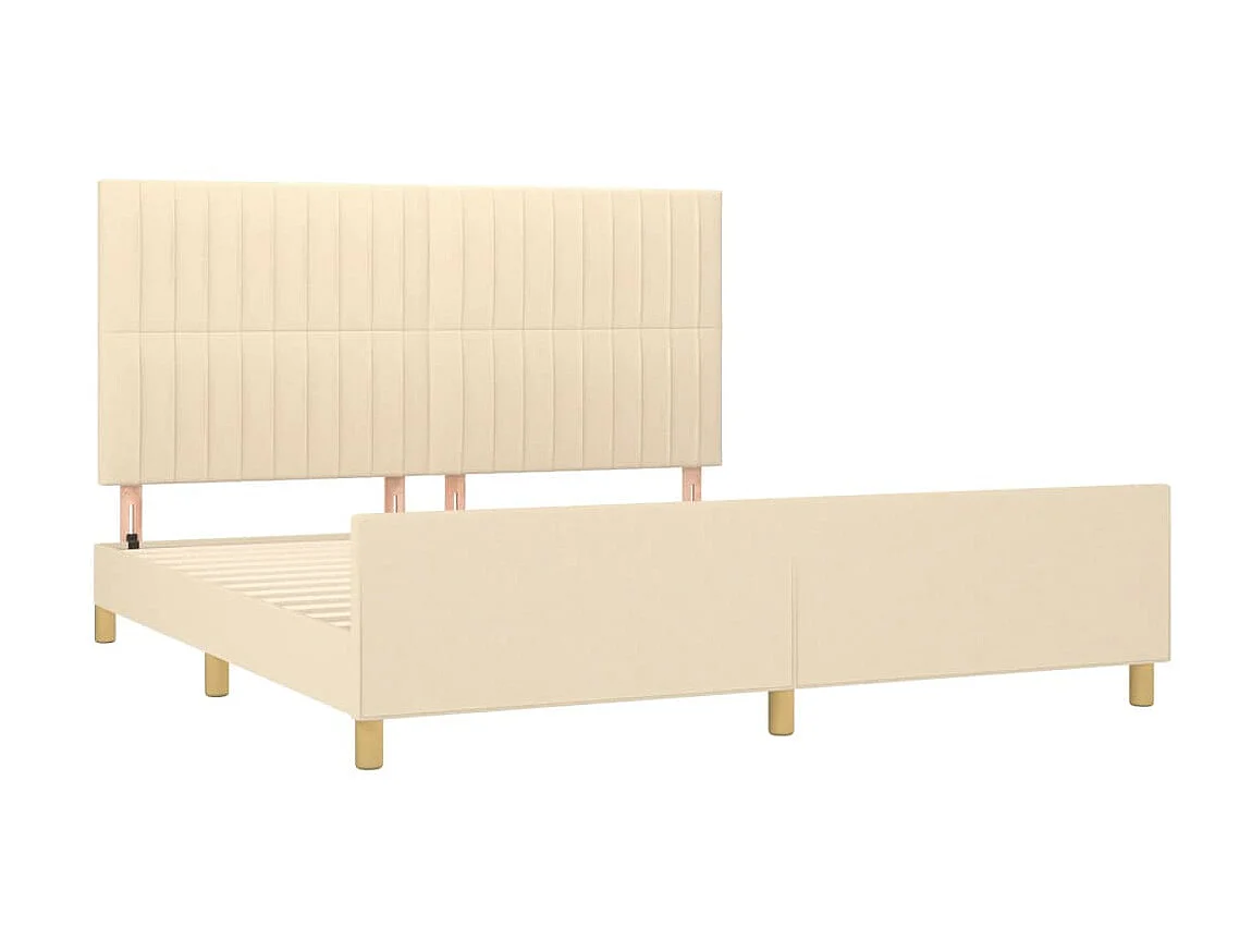 Lit-160x200 cm avec tête de lit Crème Tissu EGGB35218