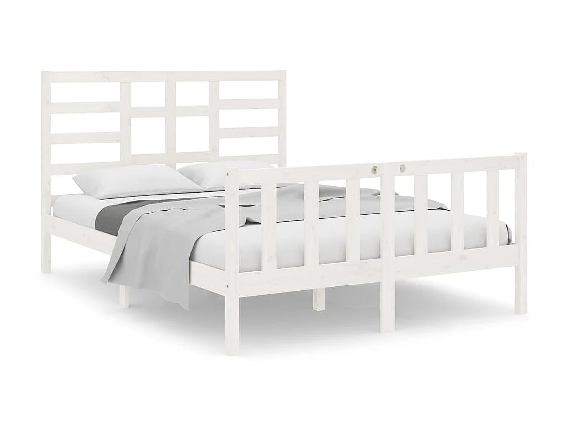 Cama 120x190 cm doble pequeña madera maciza blanca ES24854