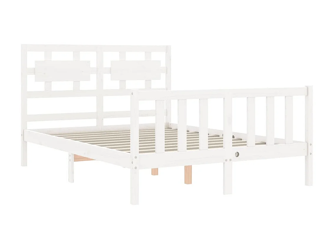 Lit-120x190 cm avec tête de lit blanc petit double bois massif EGGB18466