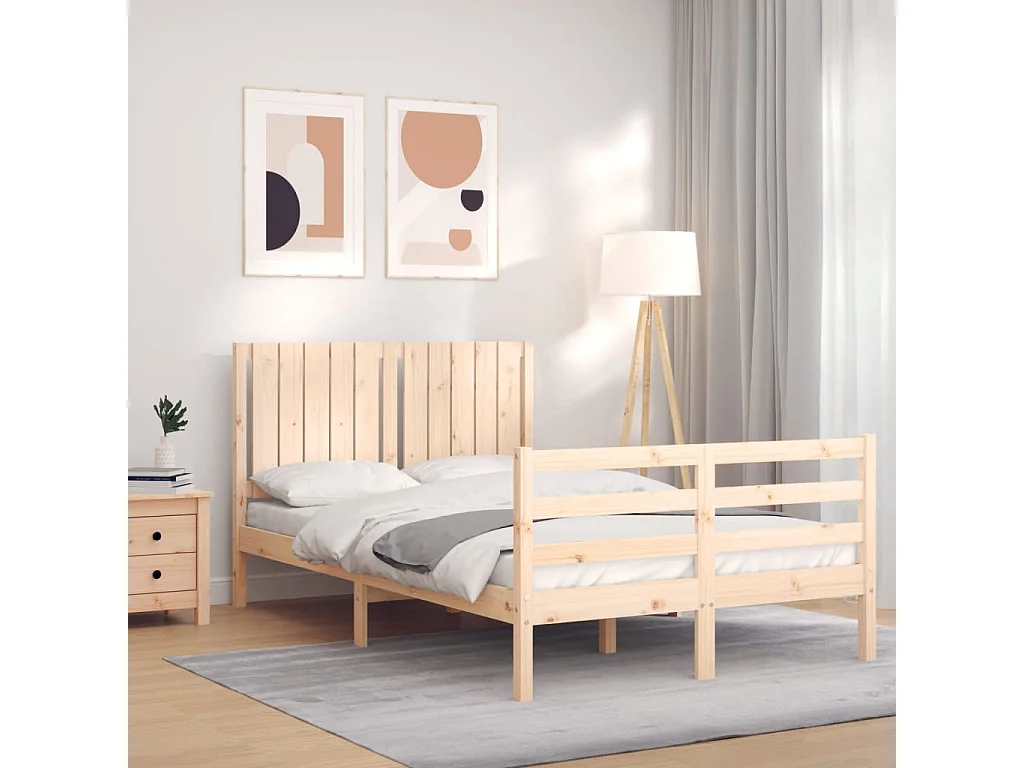 Lit-120x190 cm avec tête de lit petit double bois massif EGGB79755