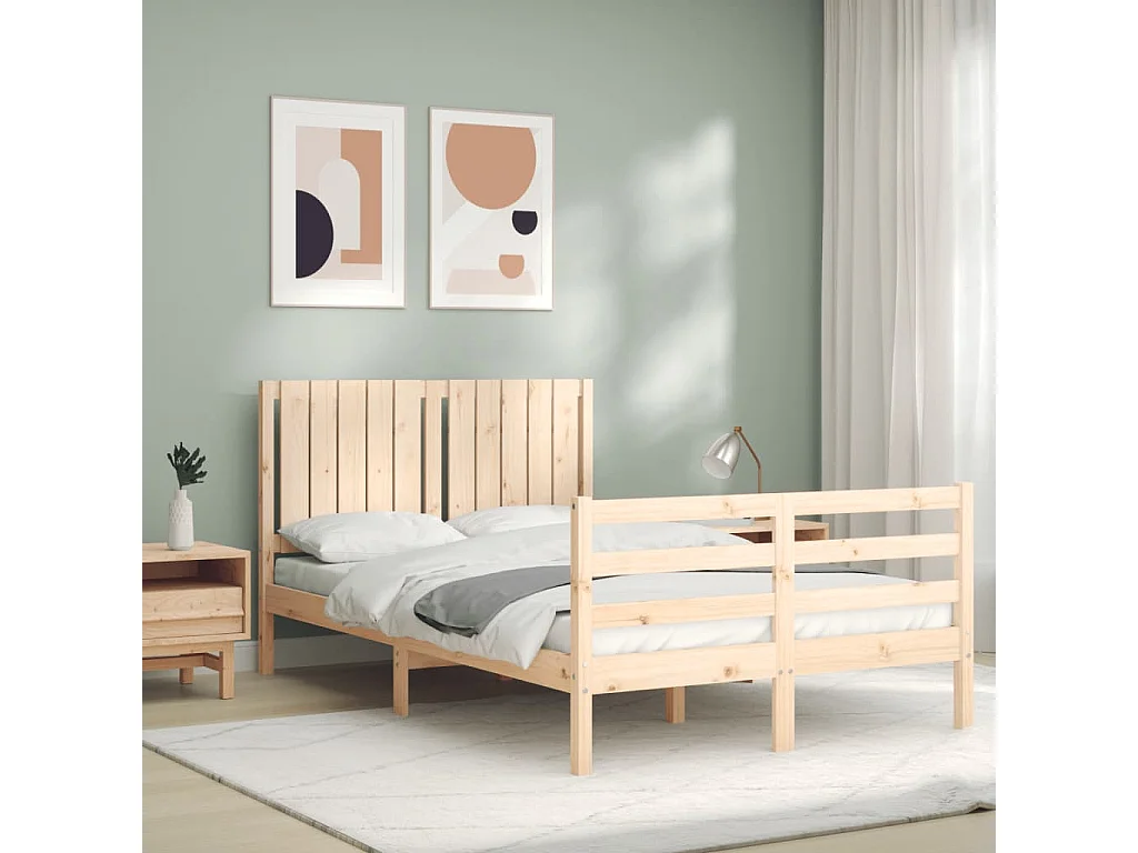 Lit-120x190 cm avec tête de lit petit double bois massif EGGB79755