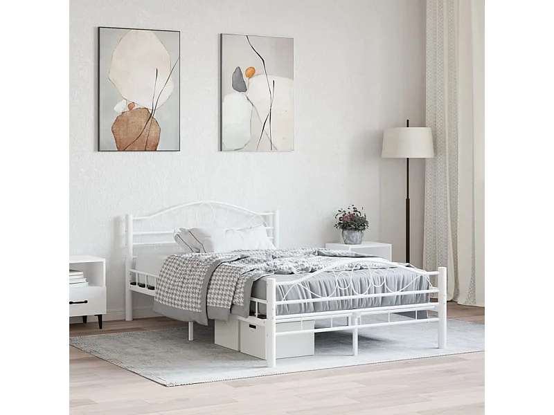 Lit-140x200 cm Blanc Métal EGGB91730