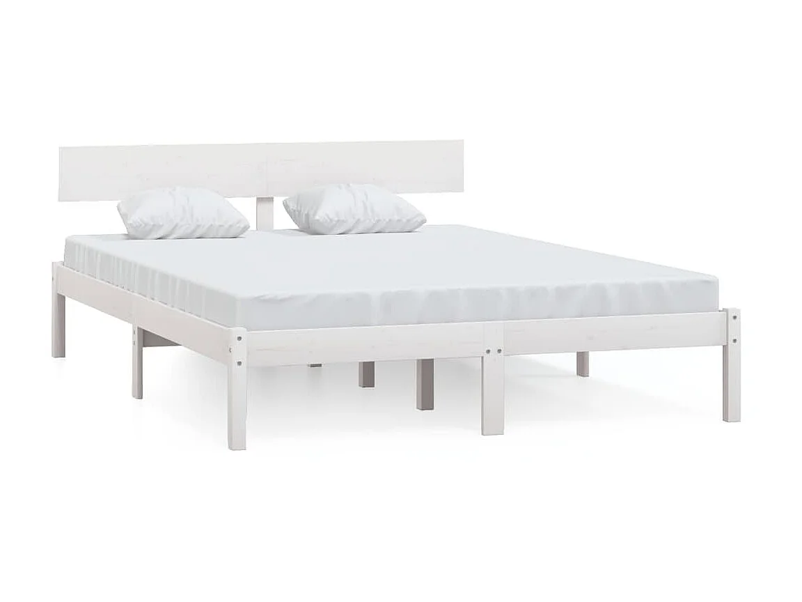 Cama 120x200 cm pinho maciço branco PT242444