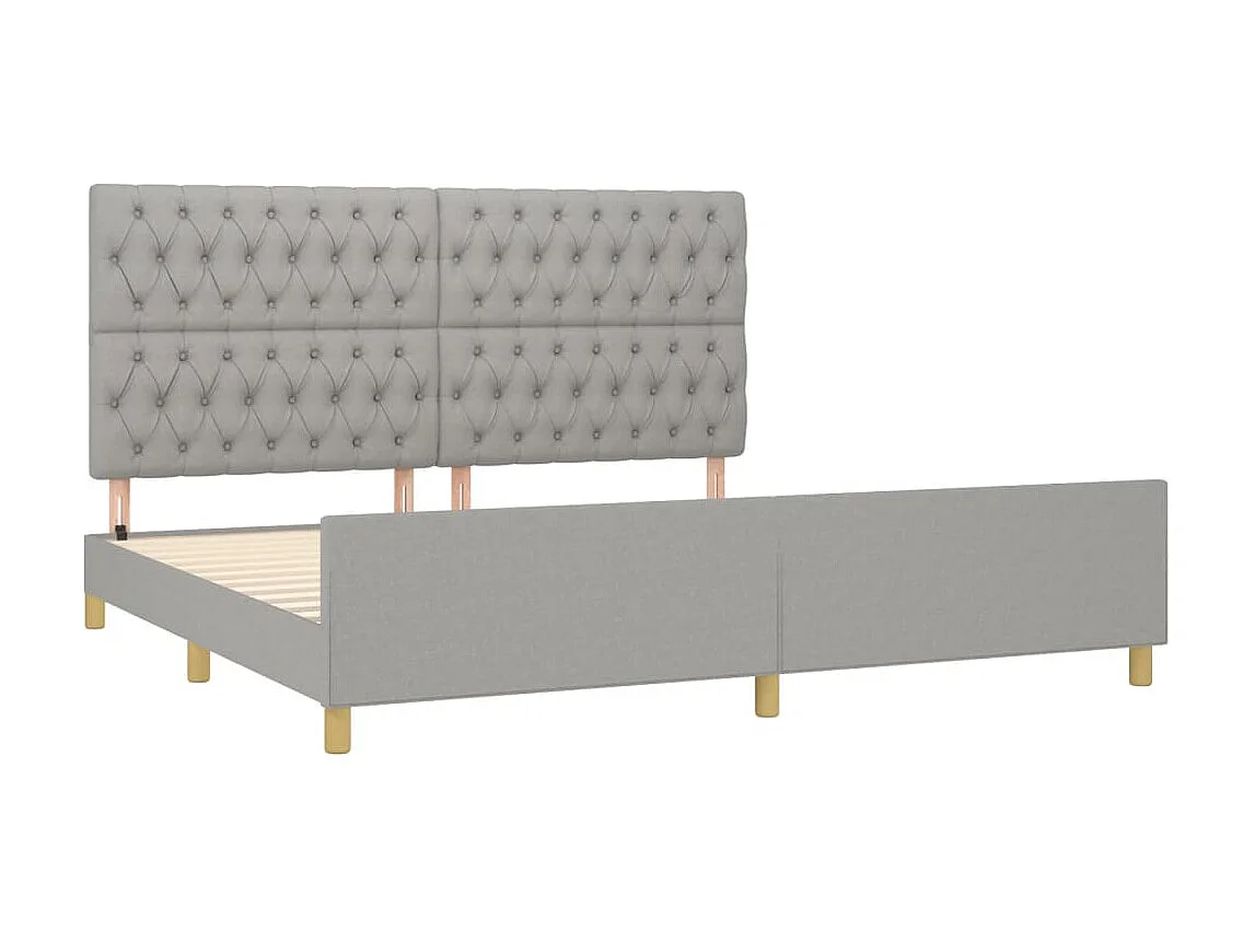 Lit-200x200 cm avec tête de lit Gris clair Tissu EGGB64387