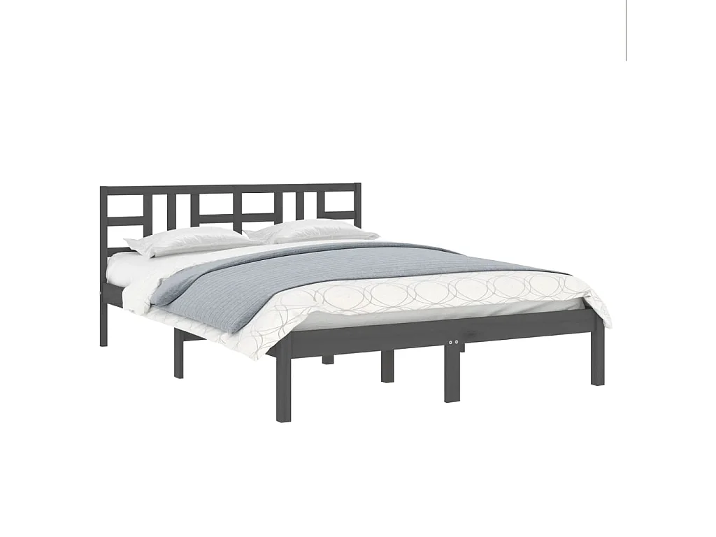 Lit-180x200 cm Gris Bois massif Super King EGGB32282