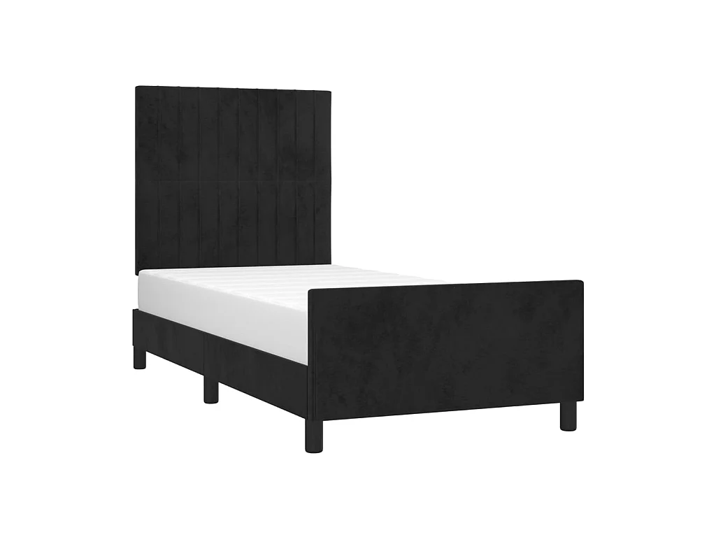 Cama 80x200 cm con cabecero de terciopelo negro ES33774