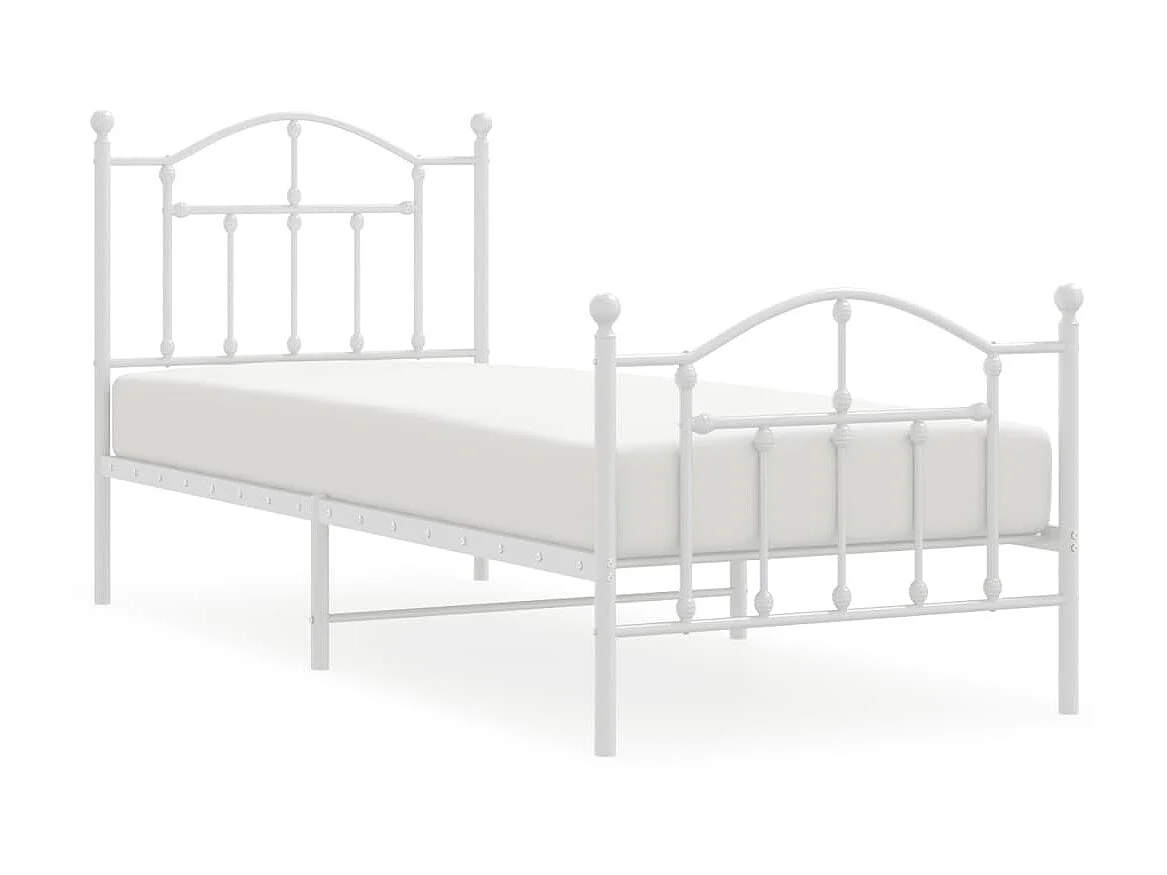Cama com cabeceira e pés 90x200 cm metal branco PT350508