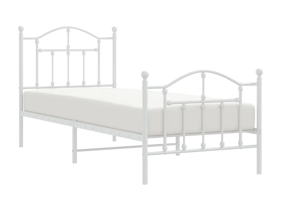 Cama com cabeceira e pés 90x200 cm metal branco PT350508