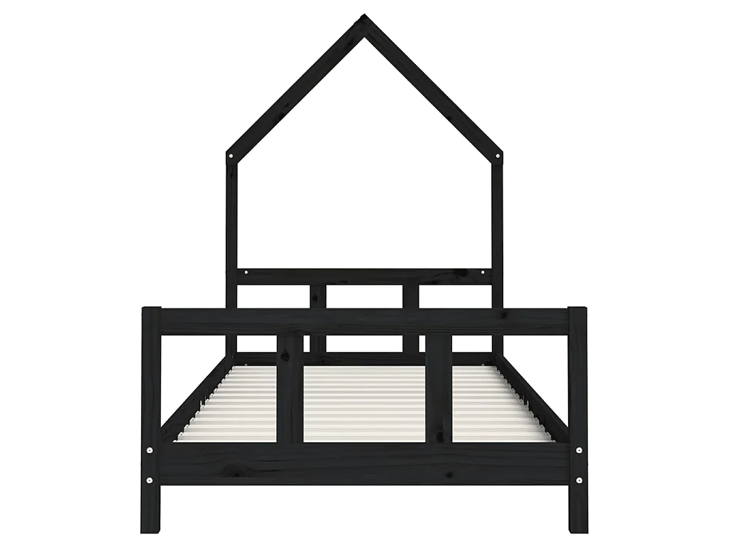 Lit-90x200 cm pour enfants noir bois de pin massif EGGB21373