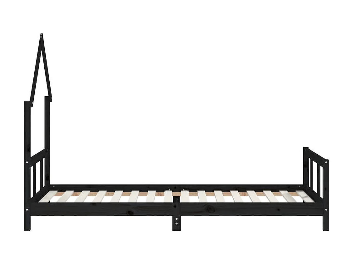 Lit-90x200 cm pour enfants noir bois de pin massif EGGB21373