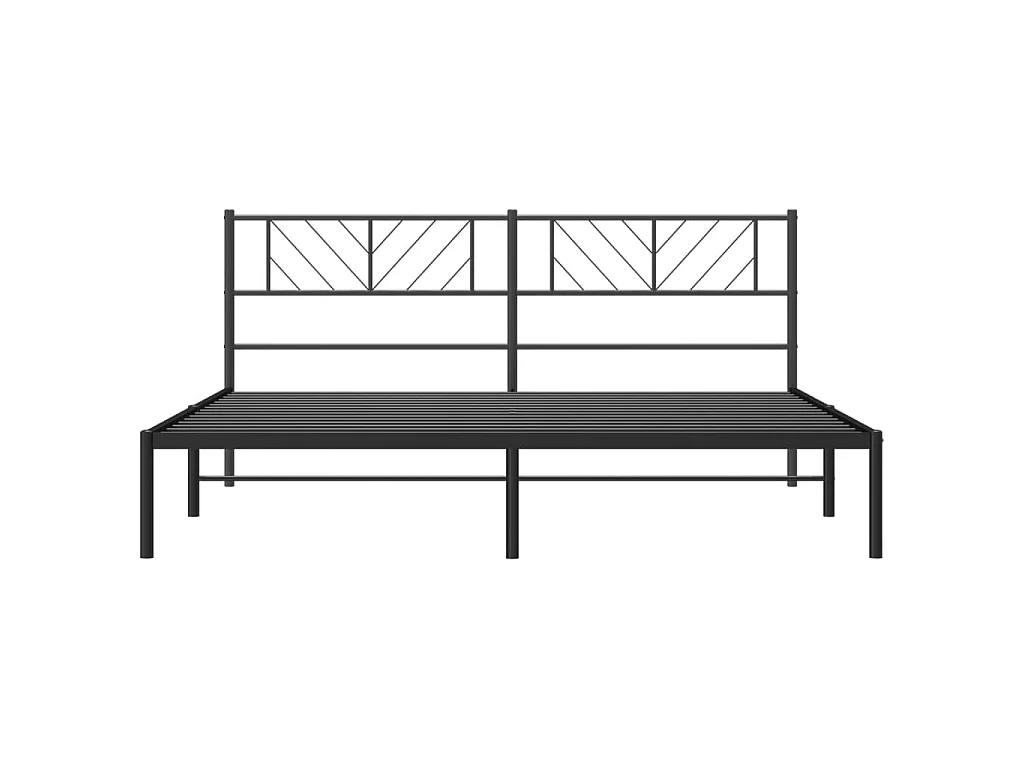 Lit-193x203 cm métal avec tête de lit noir EGGB83507