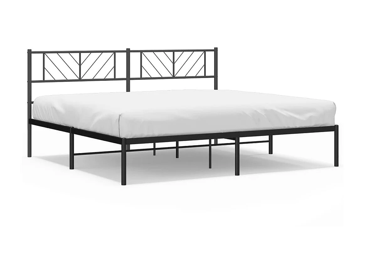 Lit-193x203 cm métal avec tête de lit noir EGGB83507