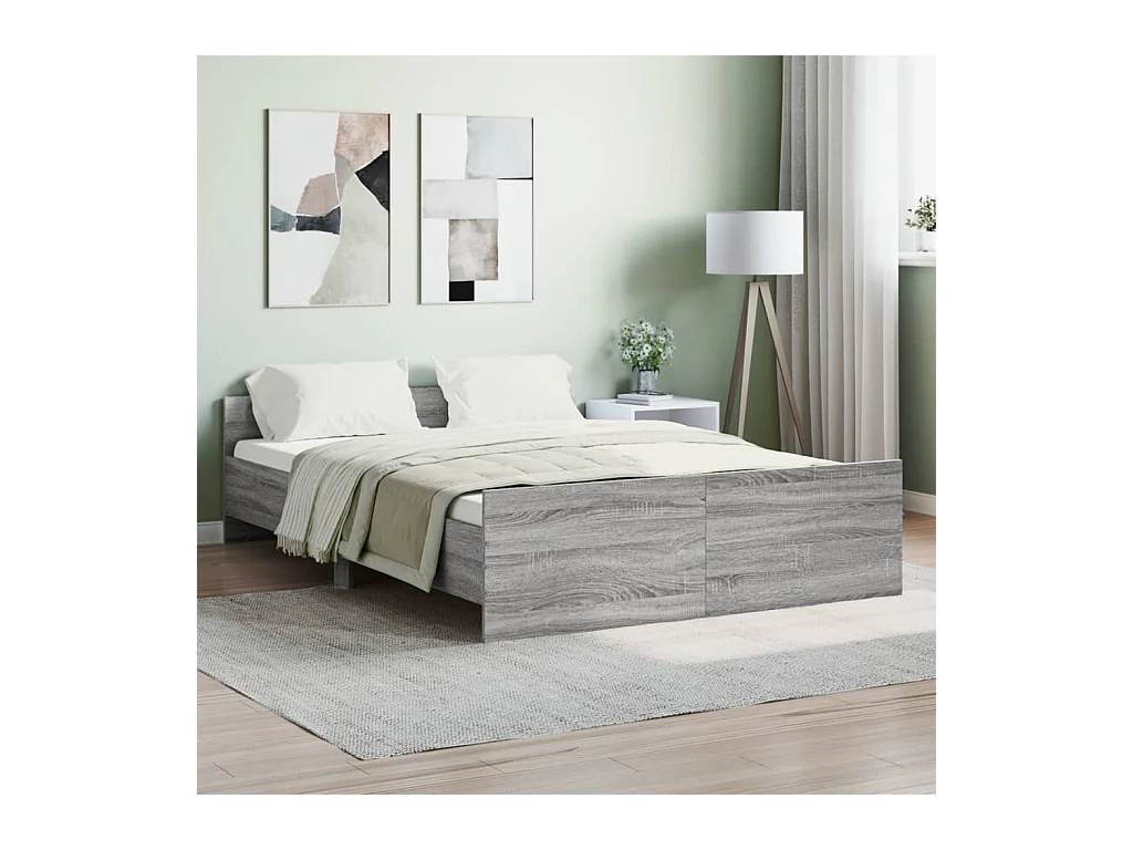 Lit-140x190 cm tête de lit et pied de lit sonoma gris EGGB23441