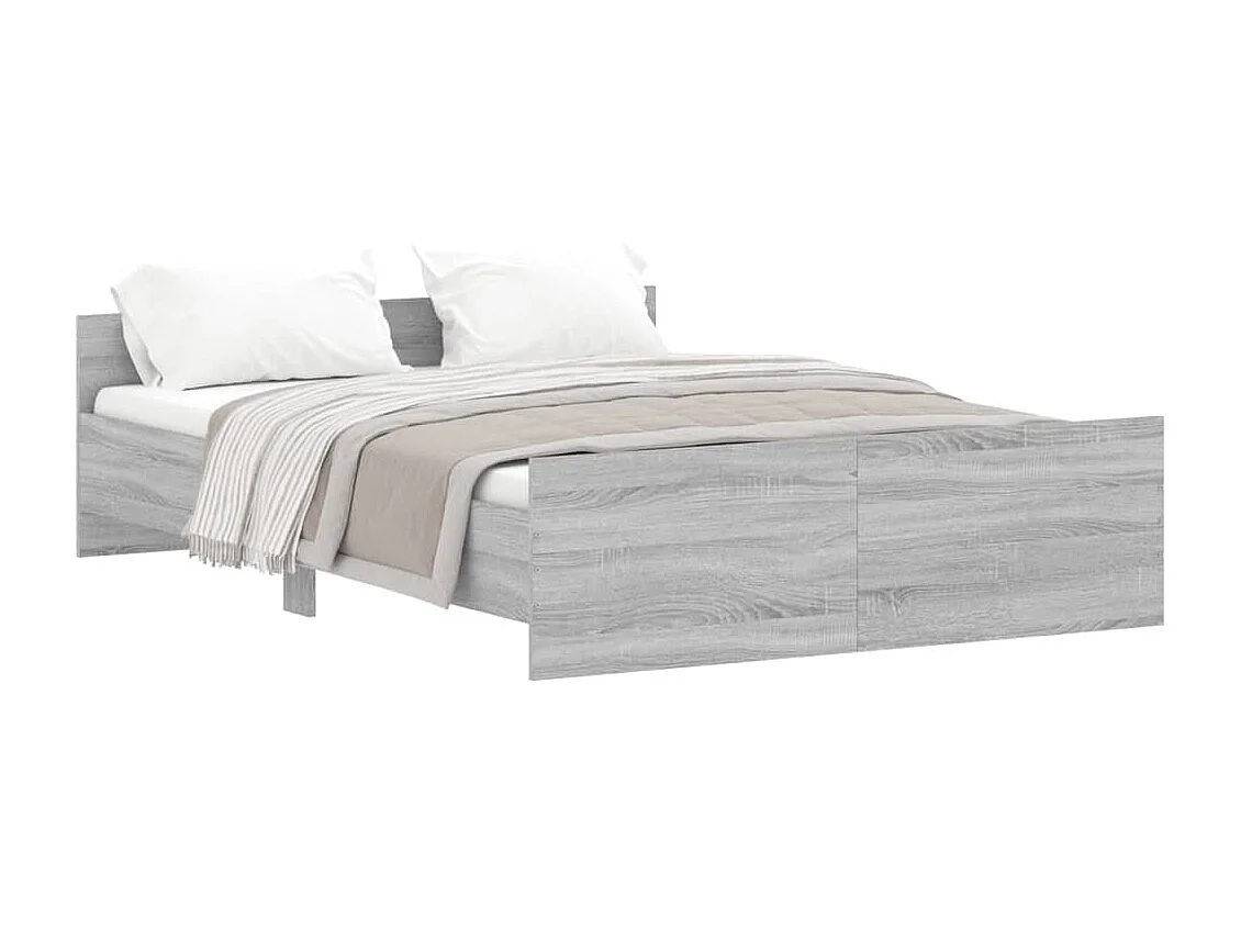 Cama c/ painéis de cabeceira e pés cinzento sonoma PT860113