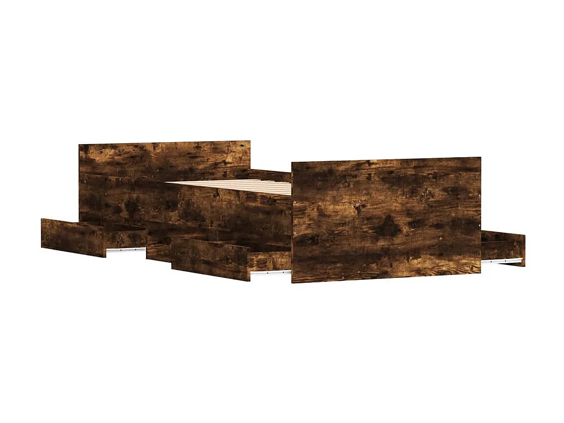 Lit-90x190 cm avec tête de lit/pied de lit chêne fumé EGGB81636