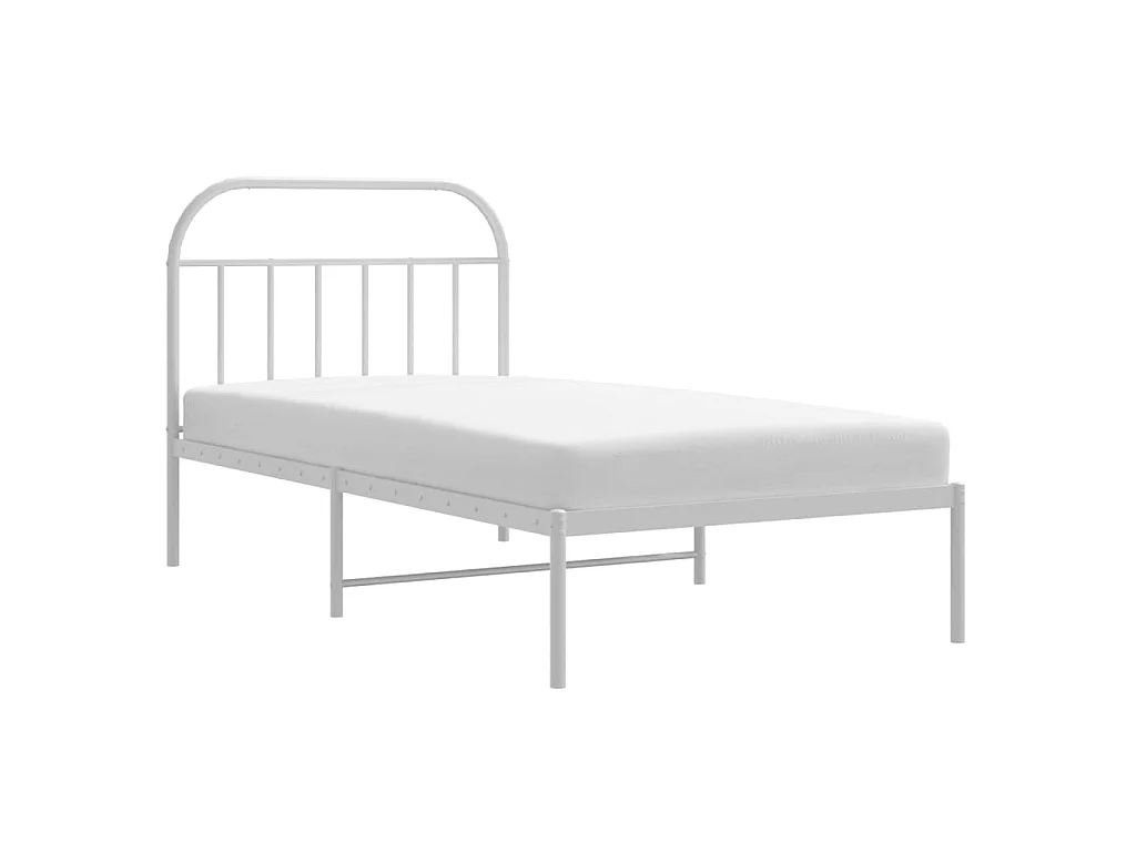 Cama 100x200 cm de metal con cabecero blanco ES26430