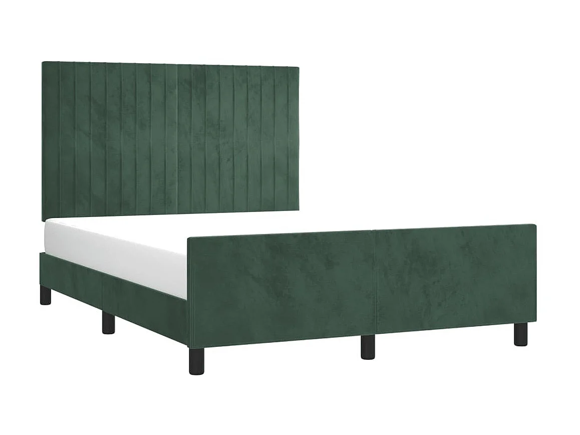 Cama de adulto c/ cabeceira 140x190 cm veludo verde-escuro PT561220