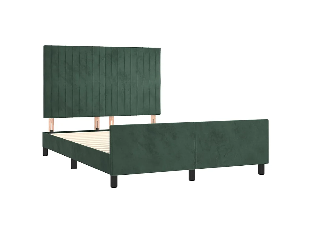 Cama de adulto c/ cabeceira 140x190 cm veludo verde-escuro PT561220