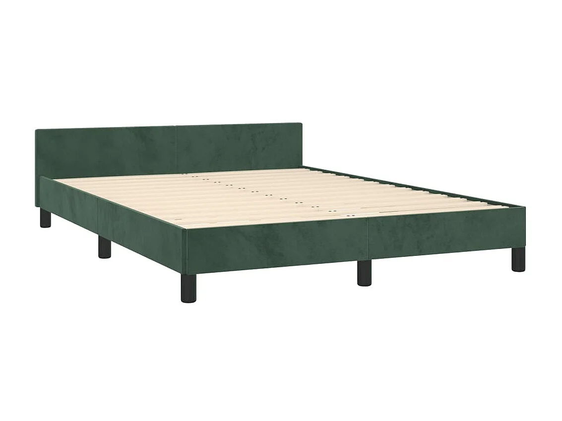 Cama de adulto c/ cabeceira 140x190 cm veludo verde-escuro PT561220