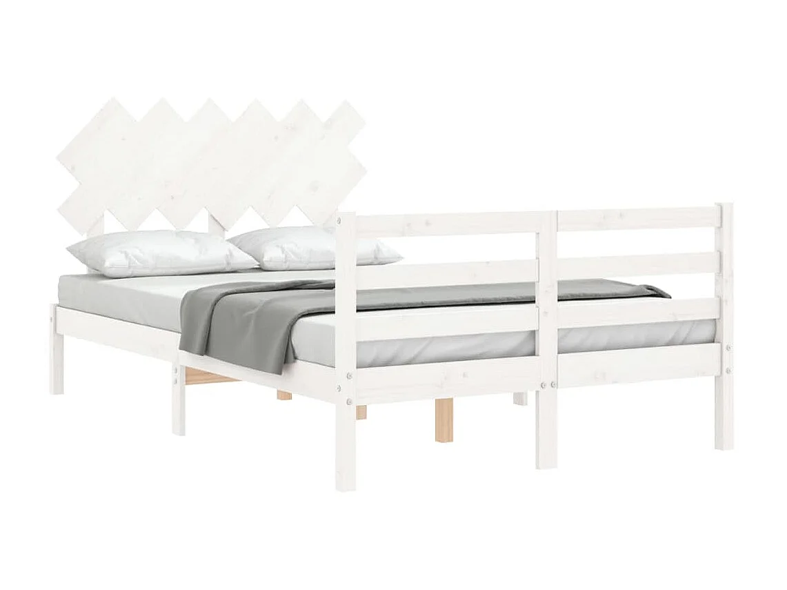 Lit-120x190 cm avec tête de lit blanc petit double bois massif EGGB11800