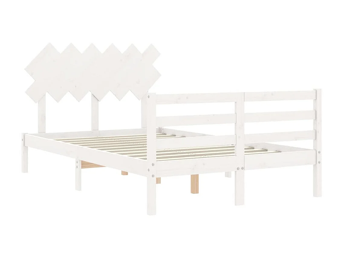 Lit-120x190 cm avec tête de lit blanc petit double bois massif EGGB11800