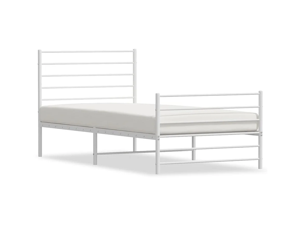 Cama 100x200 cm metal con cabecero y pie cama blanca ES78784