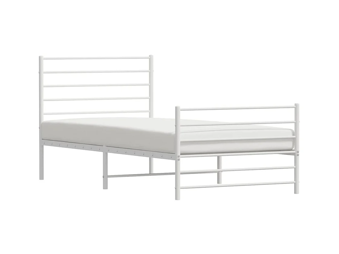Cama 100x200 cm metal con cabecero y pie cama blanca ES78784